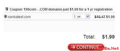 Domain.com新注册.COM 1.99美元优惠码 2011年11底放出